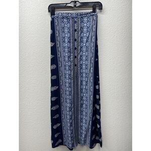 Band Of Gypsies Skirt Women's Size XS Blue Floral Paisley Maxi Skirt New